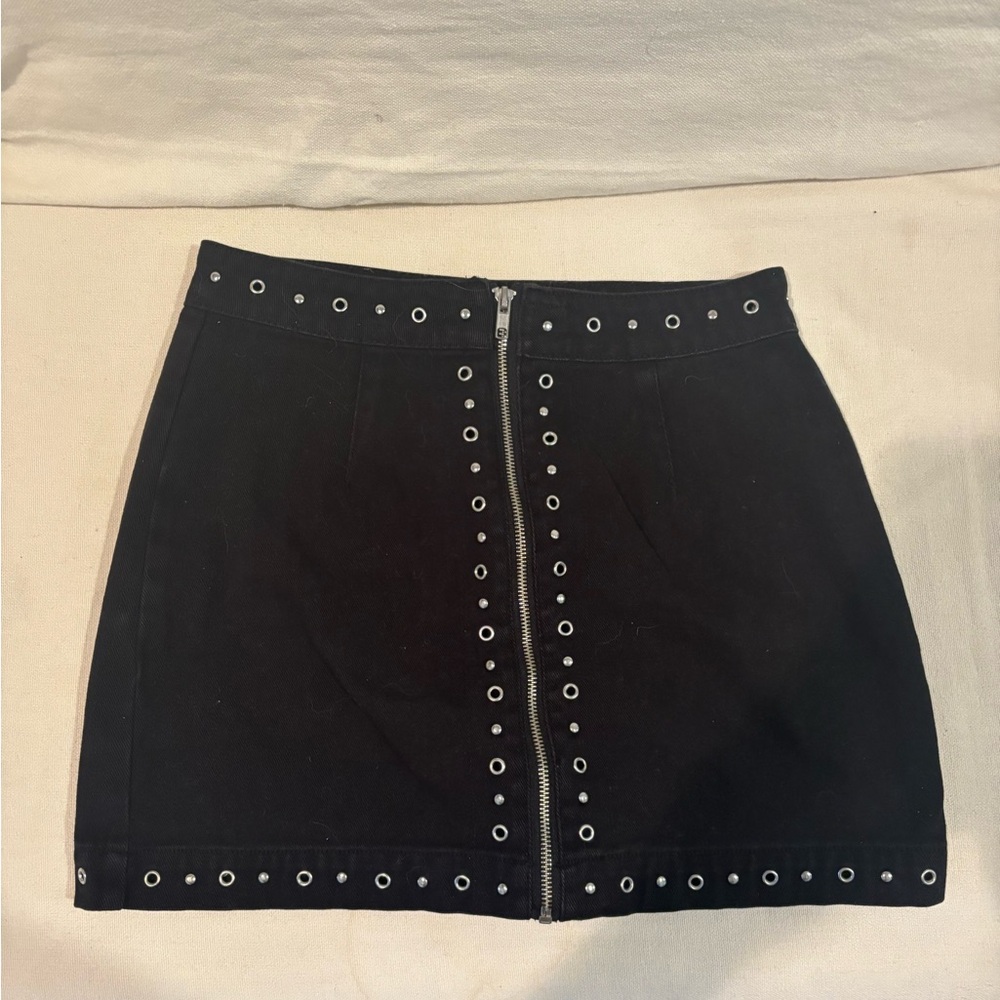 Black Mini Skirt with Silver Accents